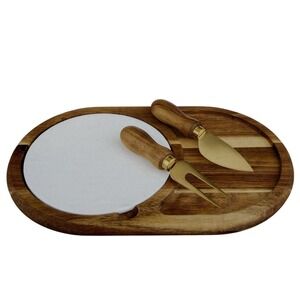 Twine Living Co Gourmet Wood & Ceramic Cheese Board Gift Set –‎ New